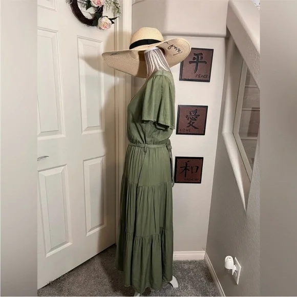 PrettyGarden Olive Maxi Dress with Tie Waist - Picture 7 of 11
